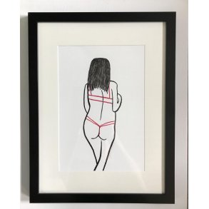 Original bl�ktegning 18 Rammem�l: 30x40 cm.